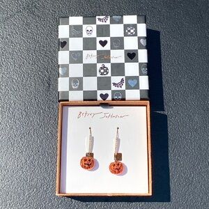 Betsey Johnson Glittery Orange Pumpkin Earrings